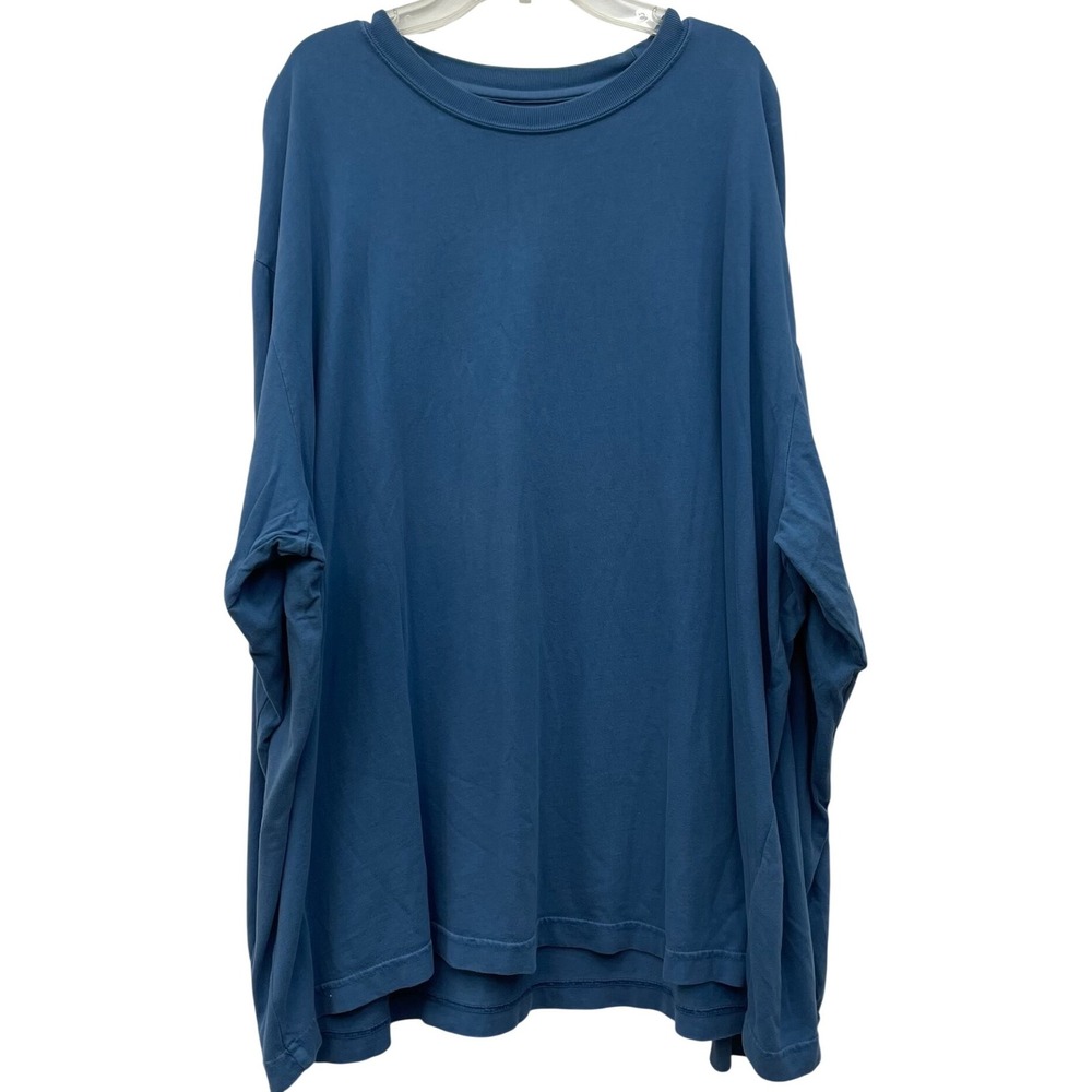 Cabela's Mens 2XL Blue Long Sleeve‎ Shirt 100% Cotton Crewneck Solid Tee